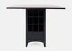 Jofran Asbury Park Solid Acacia Farmhouse Storage Counter Drop Leaf Dining Table with Storage and Wine Rack in Black image