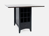 Jofran Asbury Park Solid Acacia Farmhouse Storage Counter Drop Leaf Dining Table with Storage and Wine Rack in Black - Holmwood's Furniture & Design Center (Somersworth, NH)