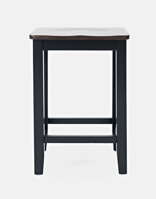 Jofran Asbury Park Solid Acacia Farmhouse Backless Saddle Stool (Set of 2) in Black image