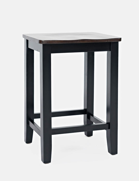 Jofran Asbury Park Solid Acacia Farmhouse Backless Saddle Stool (Set of 2) in Black - Holmwood's Furniture & Design Center (Somersworth, NH)