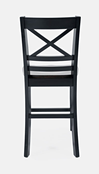 Jofran Asbury Park Solid Acacia Farmhouse X Back Stool (Set of 2) in Black - Holmwood's Furniture & Design Center (Somersworth, NH)