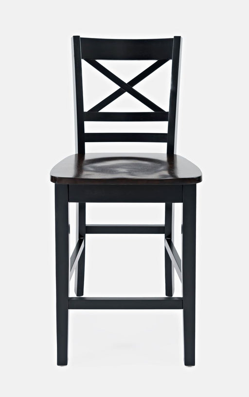 Jofran Asbury Park Solid Acacia Farmhouse X Back Stool (Set of 2) in Black image