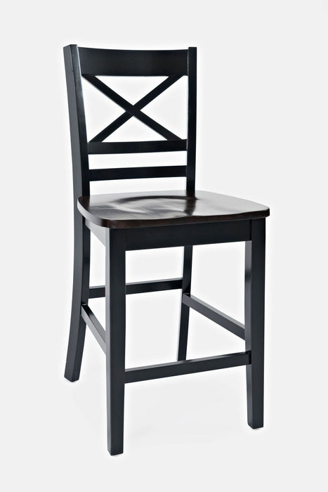 Jofran Asbury Park Solid Acacia Farmhouse X Back Stool (Set of 2) in Black - Holmwood's Furniture & Design Center (Somersworth, NH)