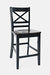 Jofran Asbury Park Solid Acacia Farmhouse 4-Pack Counter Height Dining Set - Table with 2 Stools and Bench in Black - Holmwood's Furniture & Design Center (Somersworth, NH)