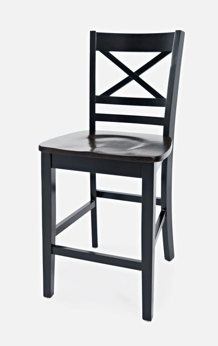 Jofran Asbury Park Solid Acacia Farmhouse X Back Stool (Set of 2) in Black - Holmwood's Furniture & Design Center (Somersworth, NH)
