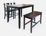 Jofran Asbury Park Solid Acacia Farmhouse 4-Pack Counter Height Dining Set - Table with 2 Stools and Bench in Black image