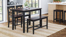 Jofran Asbury Park Solid Acacia Farmhouse 4-Pack Counter Height Dining Set - Table with 2 Stools and Bench in Black - Holmwood's Furniture & Design Center (Somersworth, NH)