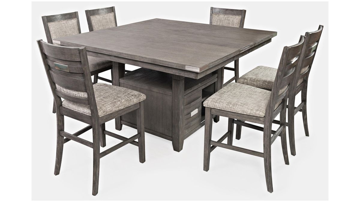 Jofran Altamonte Square Dining w/Storage Base in Brushed Grey - Holmwood's Furniture & Design Center (Somersworth, NH)