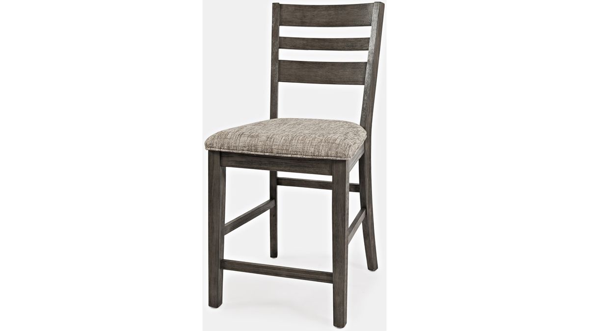 Jofran Altamonte Ladderback Counter Stool in Brushed Grey (Set of 2) - Holmwood's Furniture & Design Center (Somersworth, NH)