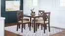 Jofran Walnut Creek 5 Pack Dining Set - Dining Table with 4 Chairs in Medium Brown Walnut - Holmwood's Furniture & Design Center (Somersworth, NH)