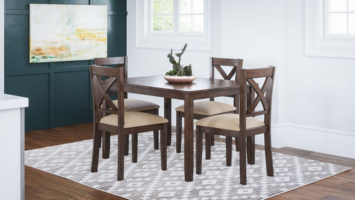Jofran Walnut Creek 5 Pack Dining Set - Dining Table with 4 Chairs in Medium Brown Walnut - Holmwood's Furniture & Design Center (Somersworth, NH)