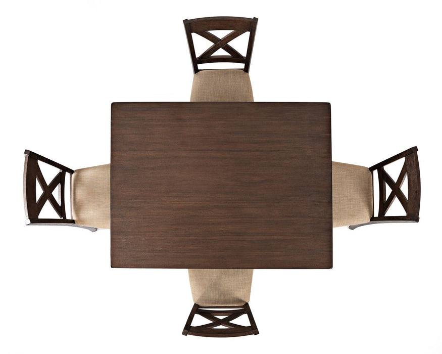 Jofran Walnut Creek 5 Pack Dining Set - Counter Height Table with 4 Stools in Medium Brown Walnut - Holmwood's Furniture & Design Center (Somersworth, NH)