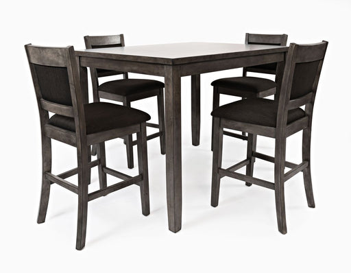 Jofran Greyson Heights 5 Pack Dining Set - Counter Height Table with 4 Stools in Grey-Brown image