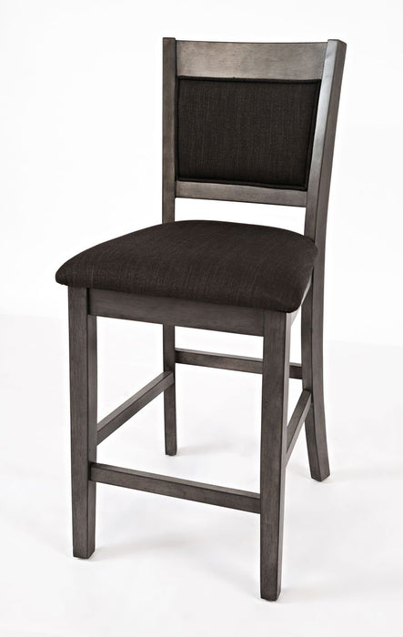 Jofran Greyson Heights 5 Pack Dining Set - Counter Height Table with 4 Stools in Grey-Brown - Holmwood's Furniture & Design Center (Somersworth, NH)