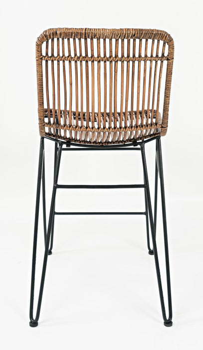 Jofran Weaver Hairpin Modern Global Rattan Counter Barstool (Set of 2) in Rattan Brown - Holmwood's Furniture & Design Center (Somersworth, NH)
