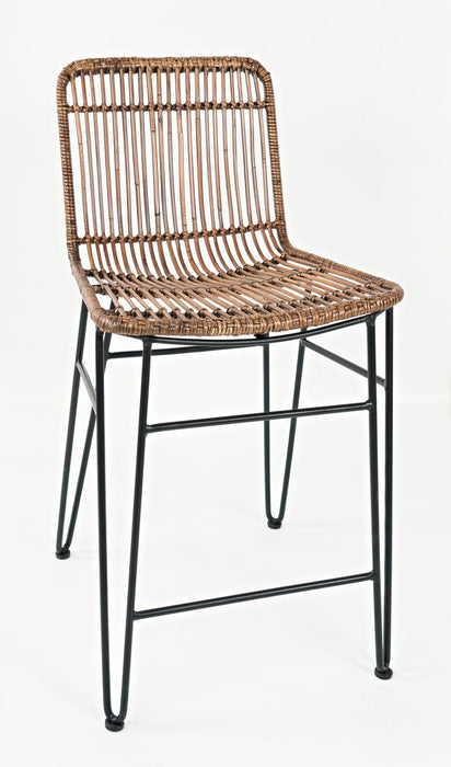 Jofran Weaver Hairpin Modern Global Rattan Counter Barstool (Set of 2) in Rattan Brown - Holmwood's Furniture & Design Center (Somersworth, NH)