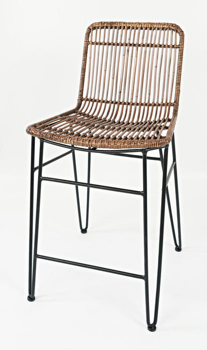 Jofran Weaver Hairpin Modern Global Rattan Counter Barstool (Set of 2) in Rattan Brown - Holmwood's Furniture & Design Center (Somersworth, NH)