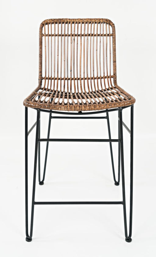 Jofran Weaver Hairpin Modern Global Rattan Counter Barstool (Set of 2) in Rattan Brown image