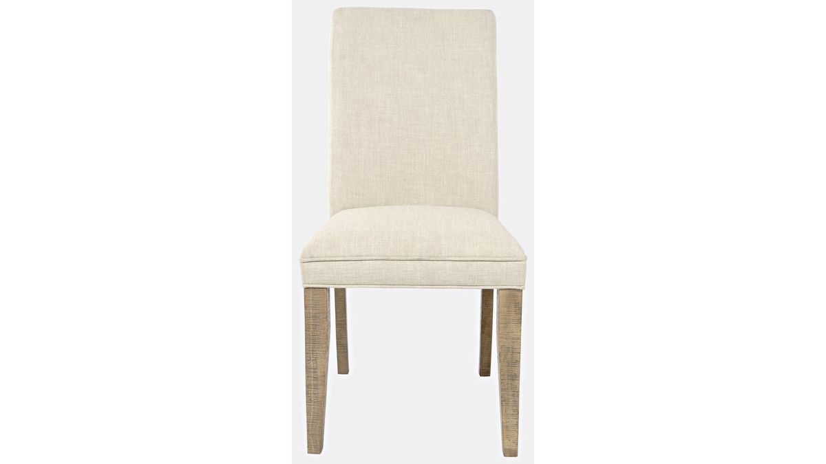 Jofran Carlyle Crossing Upholstered Chair in Cream/Rustic Distressed Pine (Set of 2) - Holmwood's Furniture & Design Center (Somersworth, NH)
