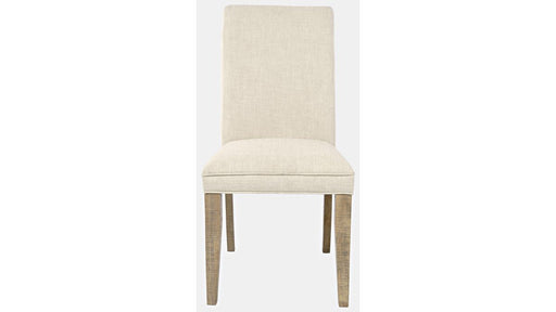 Jofran Carlyle Crossing Upholstered Chair in Cream/Rustic Distressed Pine (Set of 2) - Holmwood's Furniture & Design Center (Somersworth, NH)