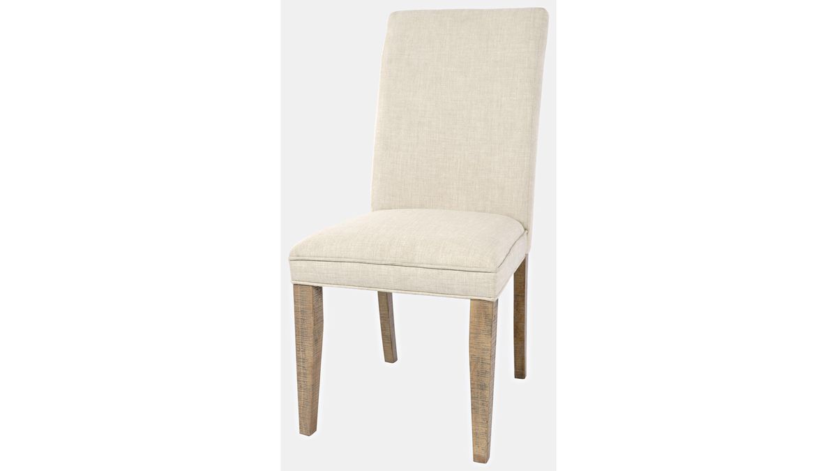 Jofran Carlyle Crossing Upholstered Chair in Cream/Rustic Distressed Pine (Set of 2) - Holmwood's Furniture & Design Center (Somersworth, NH)