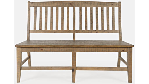 Jofran Carlyle Crossing Slatback Dining Bench in Rustic Distressed Pine - Holmwood's Furniture & Design Center (Somersworth, NH)