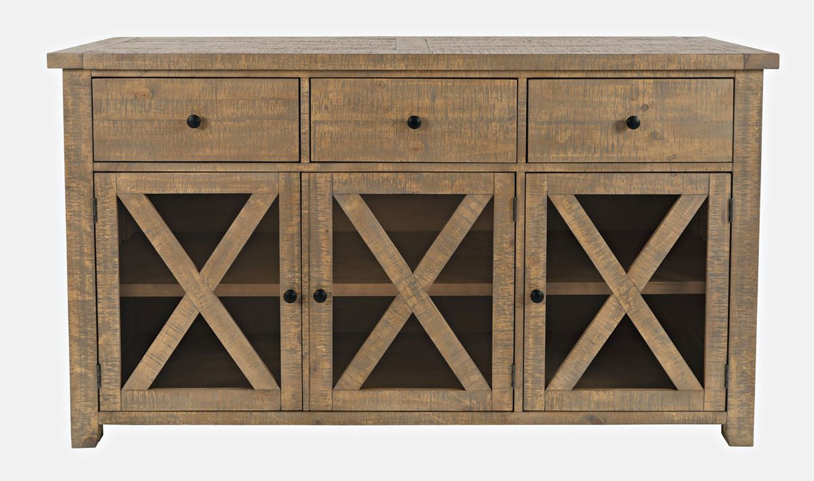 Jofran Carlyle Crossing Server in Rustic Distressed Pine - Holmwood's Furniture & Design Center (Somersworth, NH)