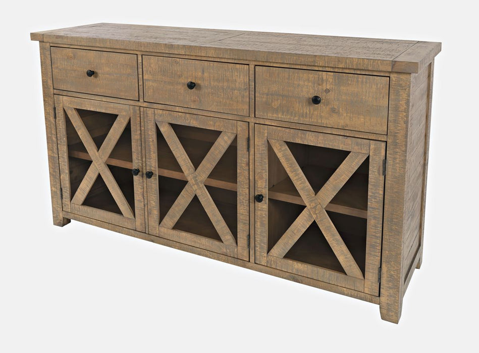 Jofran Carlyle Crossing Server in Rustic Distressed Pine - Holmwood's Furniture & Design Center (Somersworth, NH)