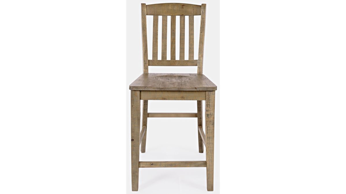 Jofran Carlyle Crossing Slatback Stool in Rustic Distressed Pine (Set of 2) - Holmwood's Furniture & Design Center (Somersworth, NH)