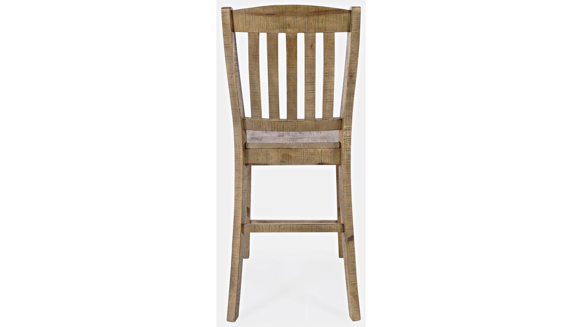 Jofran Carlyle Crossing Slatback Stool in Rustic Distressed Pine (Set of 2) - Holmwood's Furniture & Design Center (Somersworth, NH)