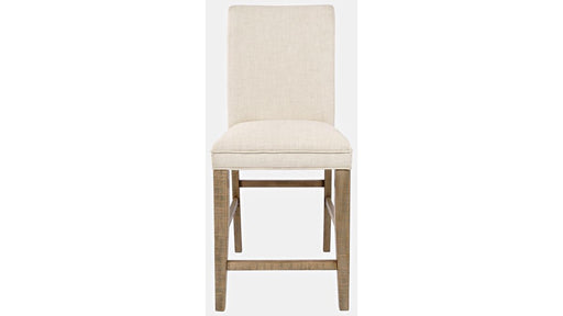 Jofran Carlyle Crossing Upholstered Stool in Cream/Rustic Distressed Pine (Set of 2) - Holmwood's Furniture & Design Center (Somersworth, NH)