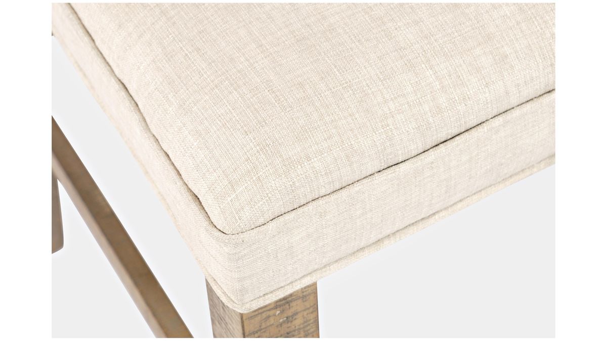 Jofran Carlyle Crossing Upholstered Stool in Cream/Rustic Distressed Pine (Set of 2) - Holmwood's Furniture & Design Center (Somersworth, NH)