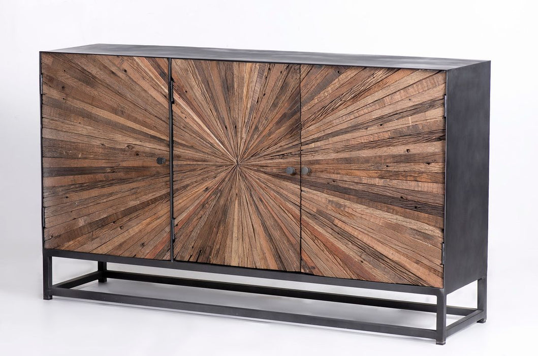 Jofran Reclaimed Solid Wood Astral Plains 3 Door Accent Cabinet in Natural - Holmwood's Furniture & Design Center (Somersworth, NH)