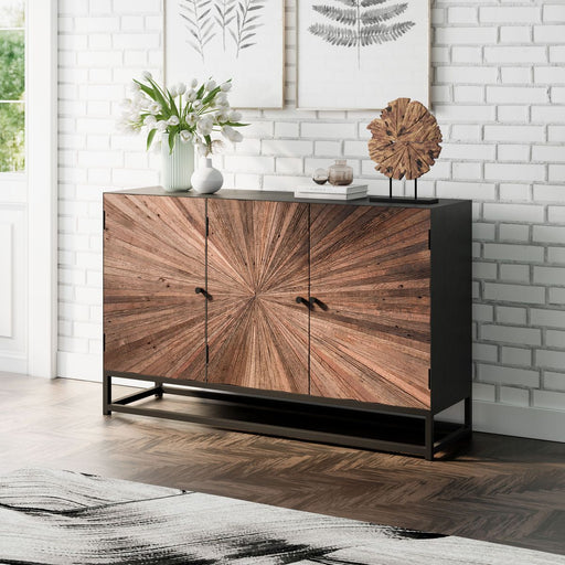 Jofran Reclaimed Solid Wood Astral Plains 3 Door Accent Cabinet in Natural - Holmwood's Furniture & Design Center (Somersworth, NH)