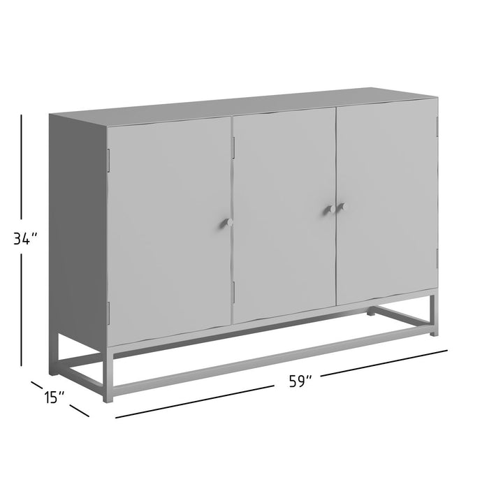 Jofran Reclaimed Solid Wood Astral Plains 3 Door Accent Cabinet in Grey Wash - Holmwood's Furniture & Design Center (Somersworth, NH)