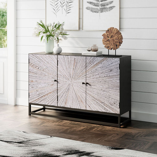 Jofran Reclaimed Solid Wood Astral Plains 3 Door Accent Cabinet in Grey Wash - Holmwood's Furniture & Design Center (Somersworth, NH)