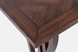 Jofran Fairview Transitional Herringbone Counter Height Four Piece Console 74" Dining Table Set in Oak - Holmwood's Furniture & Design Center (Somersworth, NH)