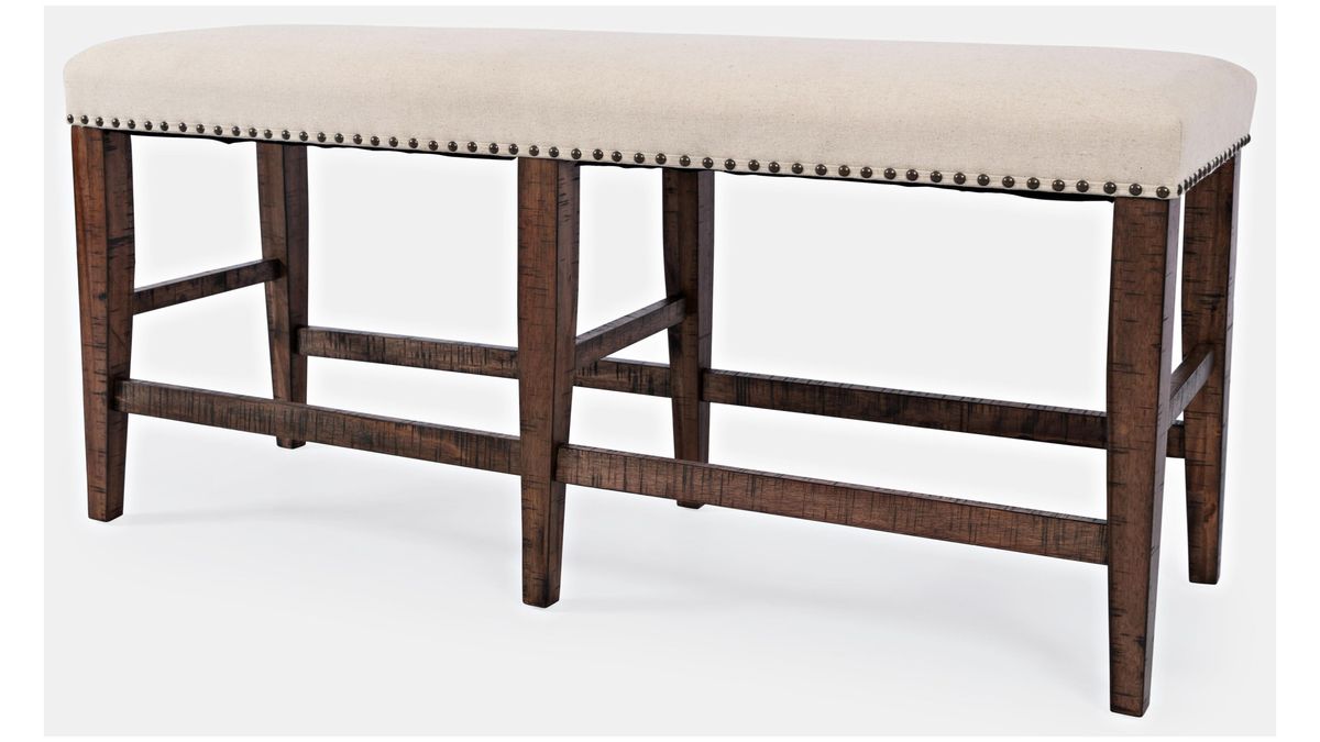 Jofran Fairview Backless Counter Bench in Dark Oak/Cream - Holmwood's Furniture & Design Center (Somersworth, NH)