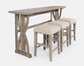 Jofran Fairview Transitional Herringbone Counter Height Four Piece Console 74" Dining Table Set in Ash - Holmwood's Furniture & Design Center (Somersworth, NH)