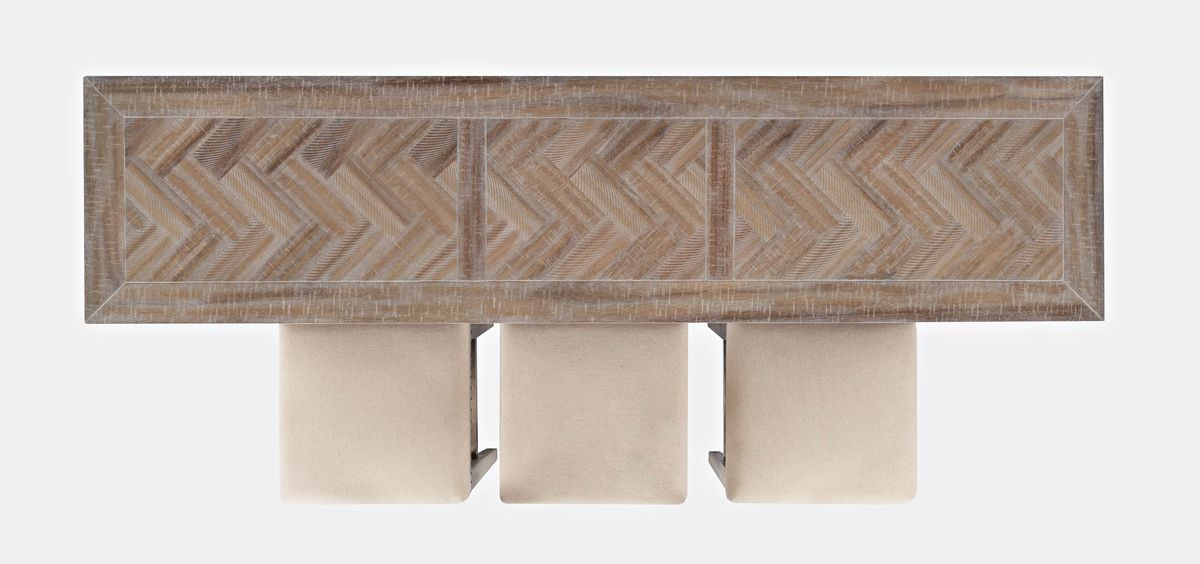 Jofran Fairview Transitional Herringbone Counter Height Four Piece Console 74" Dining Table Set in Ash - Holmwood's Furniture & Design Center (Somersworth, NH)