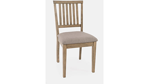 Jofran Prescott Park Slatback Chair in Taupe/Weathered Oak (Set of 2) - Holmwood's Furniture & Design Center (Somersworth, NH)