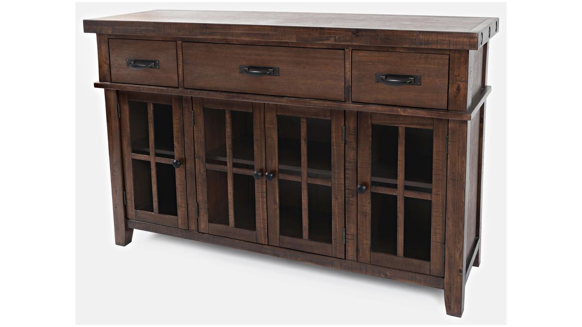 Jofran Mission Viejo 3 Drawer Server in Warm Brown - Holmwood's Furniture & Design Center (Somersworth, NH)