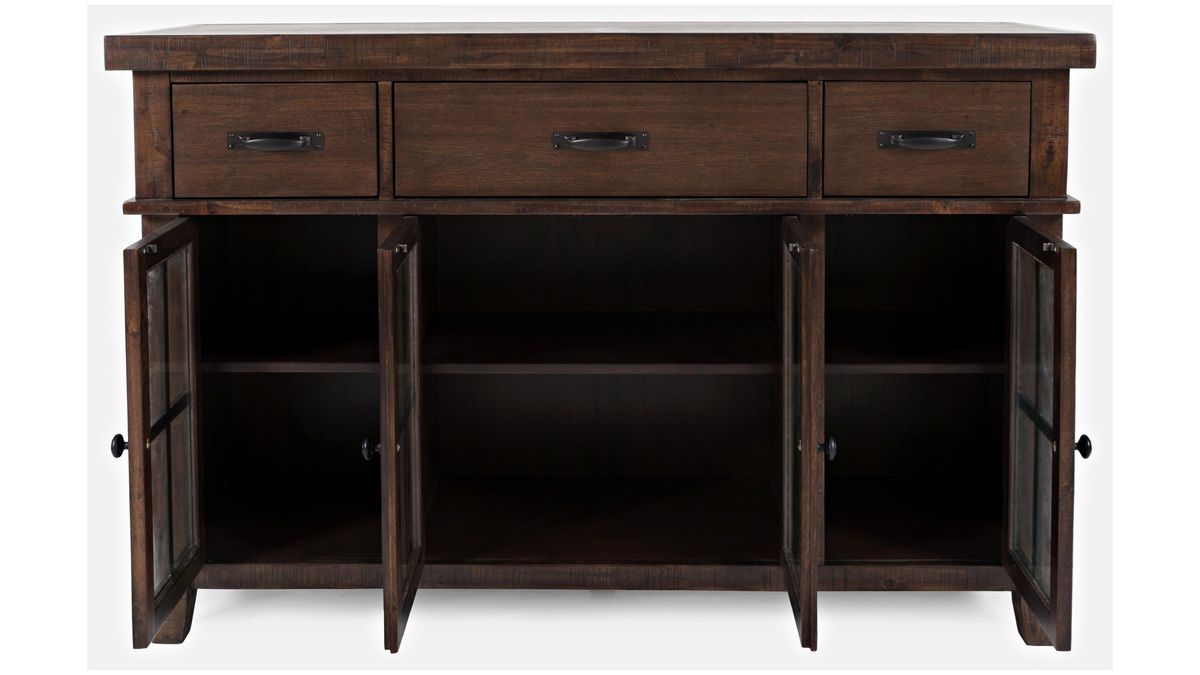 Jofran Mission Viejo 3 Drawer Server in Warm Brown - Holmwood's Furniture & Design Center (Somersworth, NH)