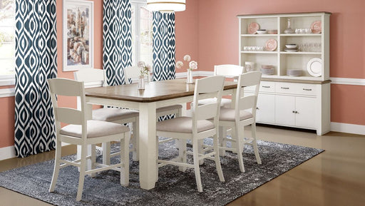 Jofran Dana Point Upholstered Ladderback Stool (Set of 2) in Vintage White - Holmwood's Furniture & Design Center (Somersworth, NH)