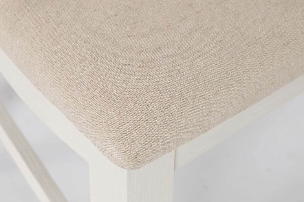 Jofran Dana Point Upholstered Ladderback Stool (Set of 2) in Vintage White - Holmwood's Furniture & Design Center (Somersworth, NH)