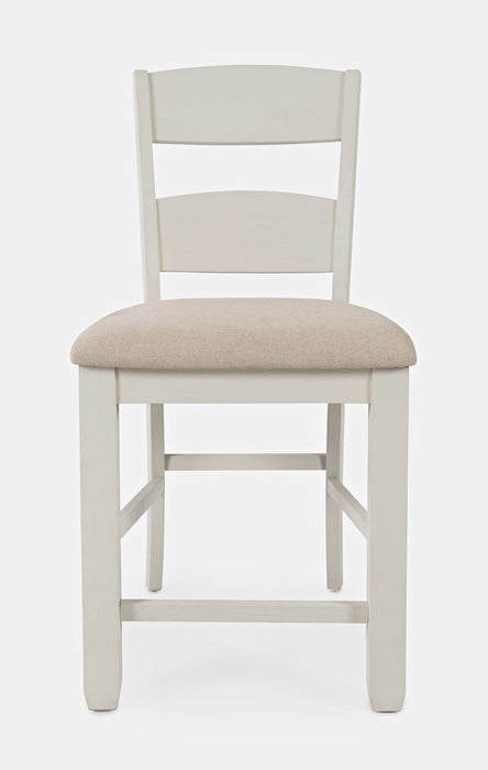 Jofran Dana Point Upholstered Ladderback Stool (Set of 2) in Vintage White image
