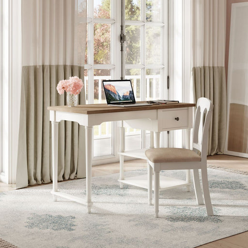 Jofran Grafton Farms Upholstered Farmhouse Desk Chair in Brushed White - Holmwood's Furniture & Design Center (Somersworth, NH)