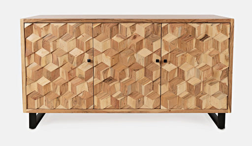 Jofran Geometrix Modern Abstract Cube Style Accent Cabinet in Natural image