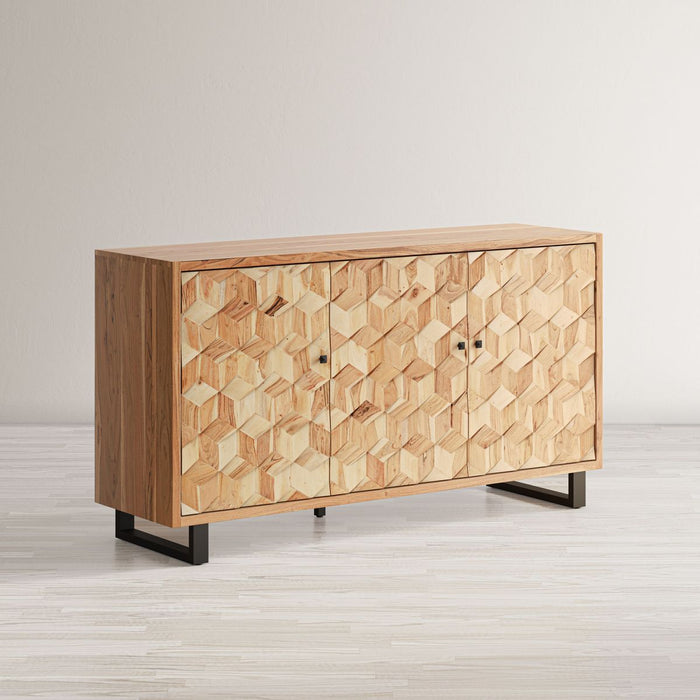 Jofran Geometrix Modern Abstract Cube Style Accent Cabinet in Natural - Holmwood's Furniture & Design Center (Somersworth, NH)