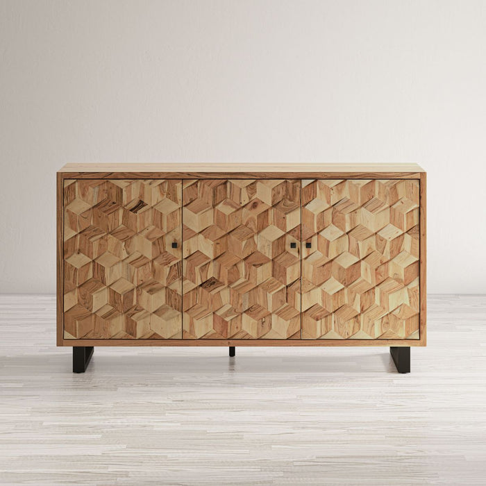 Jofran Geometrix Modern Abstract Cube Style Accent Cabinet in Natural - Holmwood's Furniture & Design Center (Somersworth, NH)